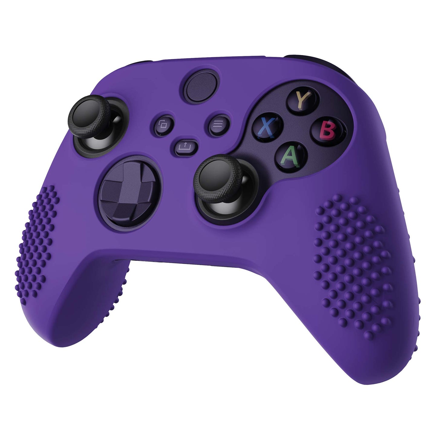 PlayVital Purple 3D Studded Edition Anti-slip Silicone Cover Skin for Xbox Series X Controller, Soft Rubber Case Protector for Xbox Series S Controller with 6 Black Thumb Grip Caps - SDX3007 PlayVital