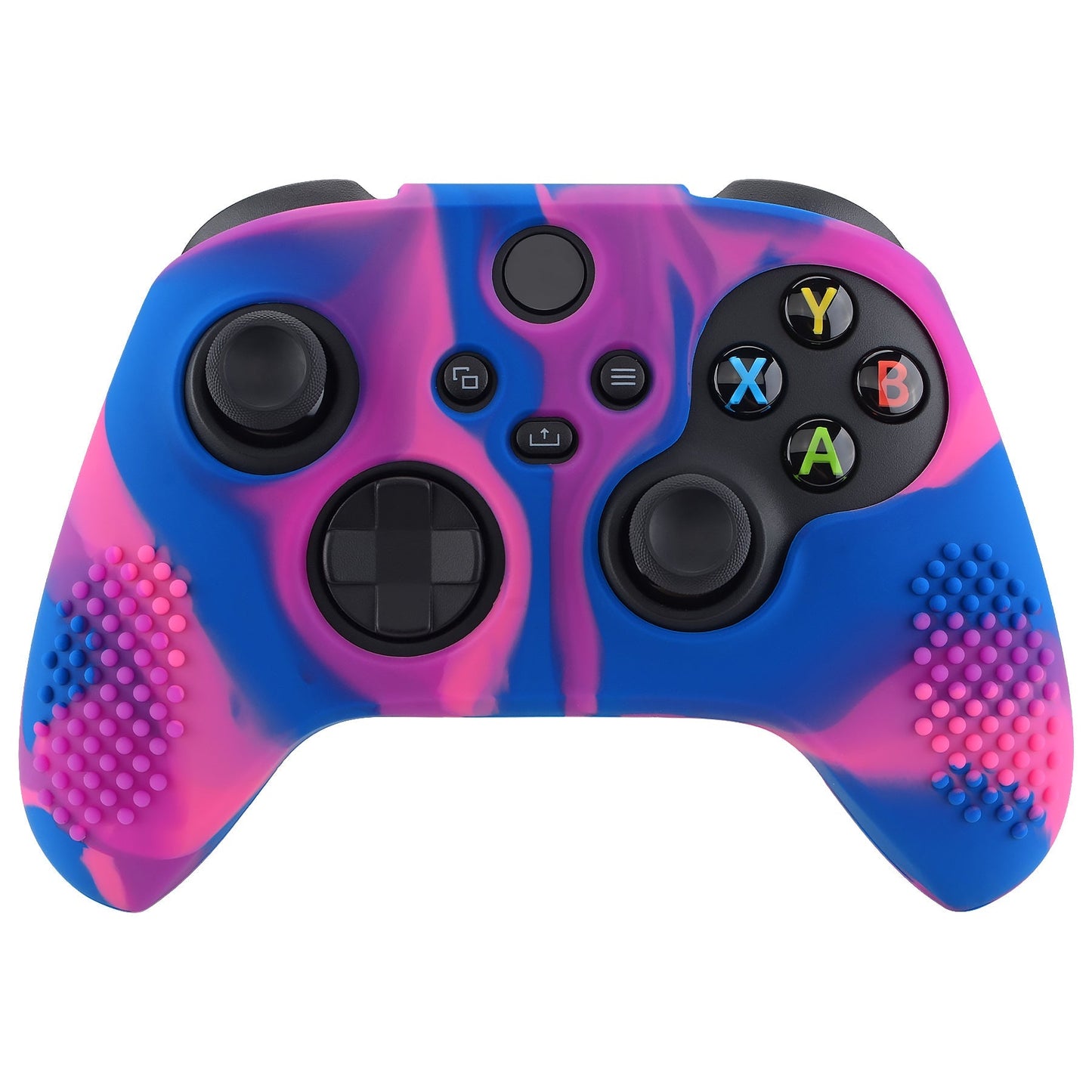 PlayVital Pink & Purple & Blue 3D Studded Edition Anti-slip Silicone Cover Skin for Xbox Series X Controller, Soft Rubber Case Protector for Xbox Series S Controller with 6 Black Thumb Grip Caps - SDX3015 PlayVital