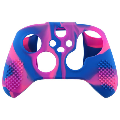 PlayVital Pink & Purple & Blue 3D Studded Edition Anti-slip Silicone Cover Skin for Xbox Series X Controller, Soft Rubber Case Protector for Xbox Series S Controller with 6 Black Thumb Grip Caps - SDX3015 PlayVital