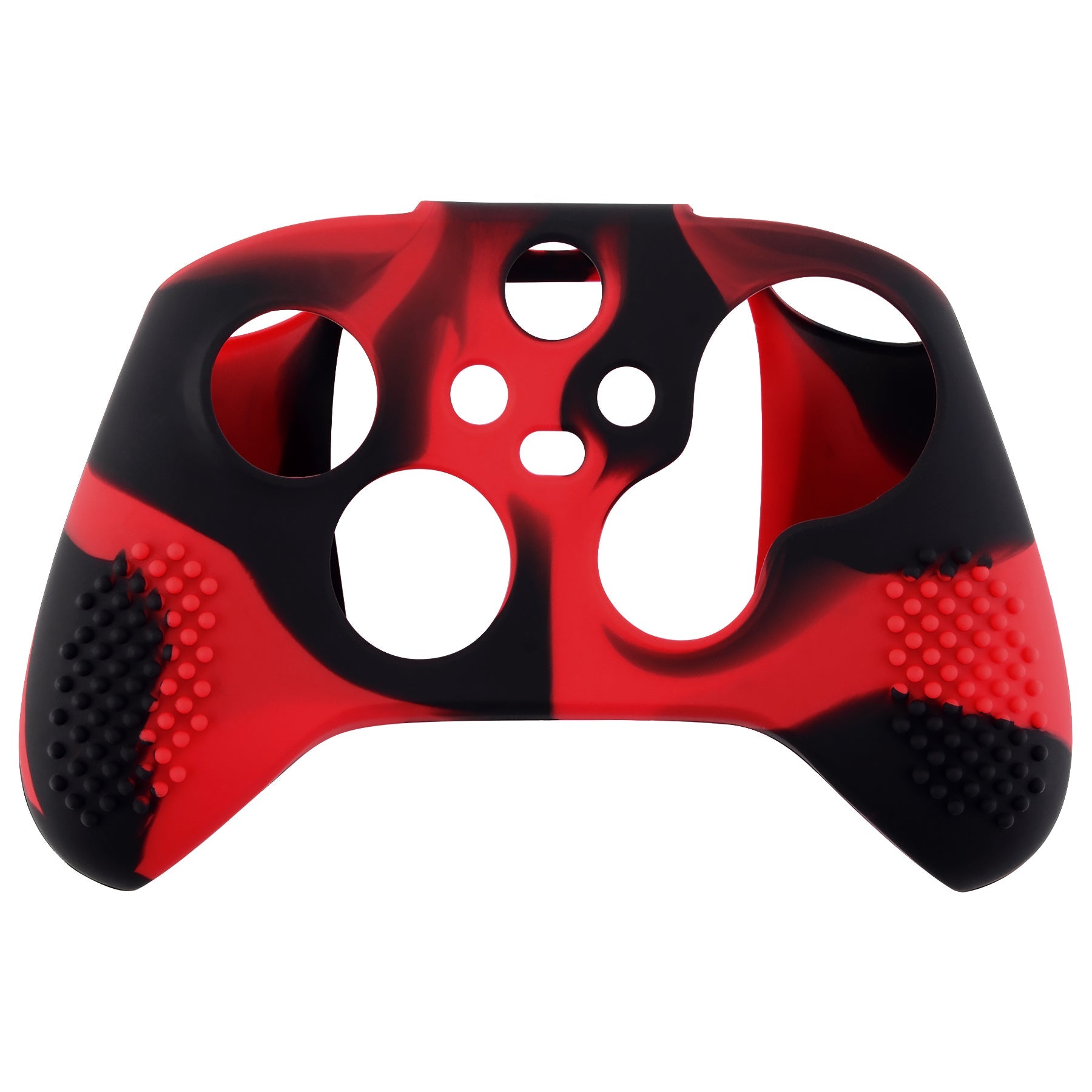 PlayVital Red & Black 3D Studded Edition Anti-slip Silicone Cover Skin for Xbox Series X Controller, Soft Rubber Case Protector for Xbox Series S Controller with 6 Black Thumb Grip Caps - SDX3016 PlayVital