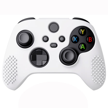 PlayVital White 3D Studded Edition Anti-slip Silicone Cover Skin for Xbox Series X Controller, Soft Rubber Case Protector for Xbox Series S Controller with 6 White Thumb Grip Caps - SDX3002 PlayVital