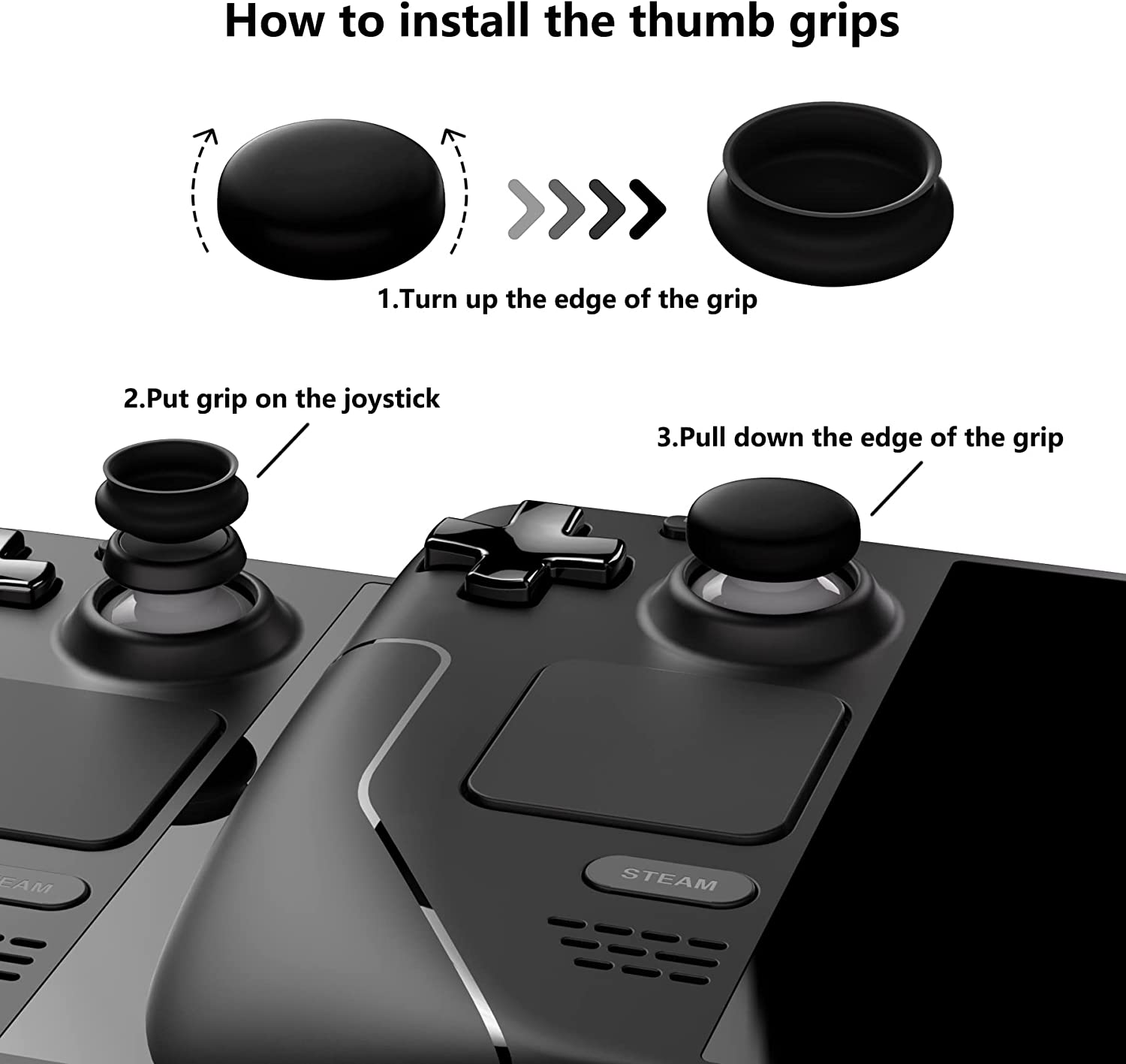 PlayVital Thumb Grip Caps for Steam Deck, Silicone Thumbsticks Grips Joystick Caps for Steam Deck - Raised Dots & Studded Design - YFSDM003 PlayVital