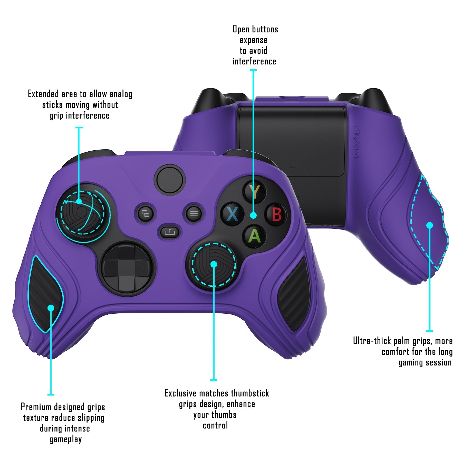 PlayVital Scorpion Edition Anti-Slip Silicone Case Cover for Xbox Series X/S Controller, Soft Rubber Case for Xbox Core Controller with Thumb Grip Caps - Purple & Black - SPX3004 PlayVital