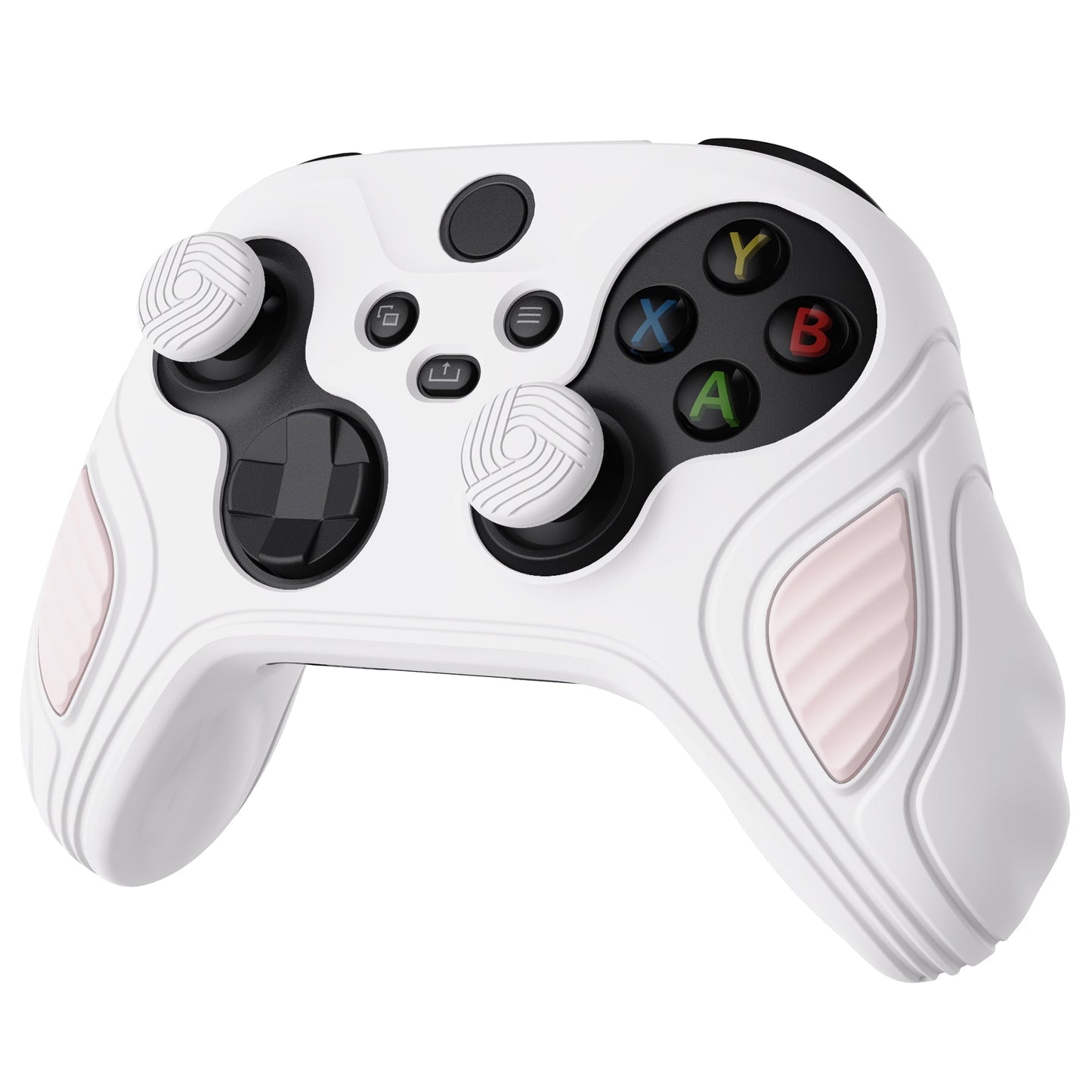 PlayVital Scorpion Edition Anti-Slip Silicone Case Cover for Xbox Series X/S Controller, Soft Rubber Case for Xbox Core Controller with Thumb Grip Caps - White & Pink - SPX3005 PlayVital