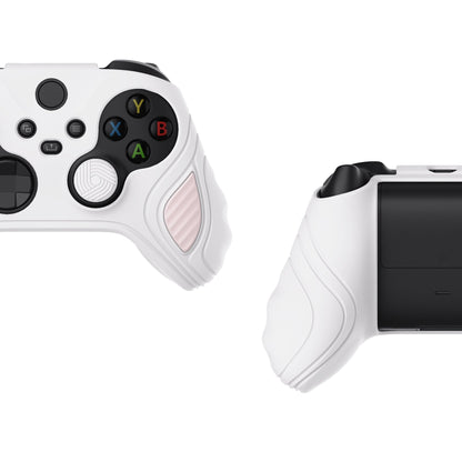 PlayVital Scorpion Edition Anti-Slip Silicone Case Cover for Xbox Series X/S Controller, Soft Rubber Case for Xbox Core Controller with Thumb Grip Caps - White & Pink - SPX3005 PlayVital