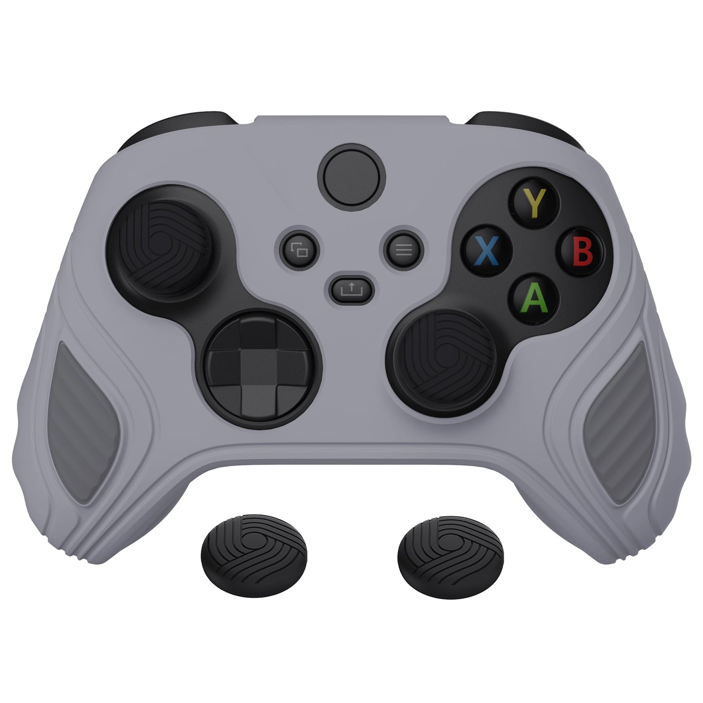 PlayVital Scorpion Edition Two-Tone Anti-Slip Silicone Case Cover for Xbox Series X/S Controller, Soft Rubber Case for Xbox Core Controller with Thumb Grip Caps - Metallic Gray & Dark Gray - SPX3006 PlayVital