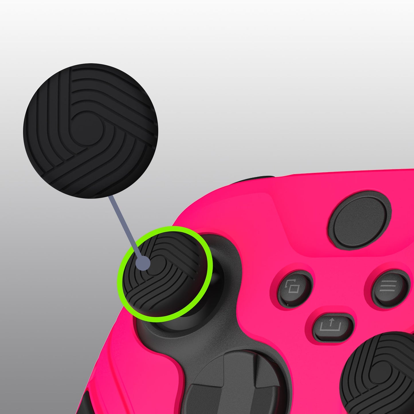 PlayVital Scorpion Edition Two-Tone Anti-Slip Silicone Case Cover for Xbox Series X/S Controller, Soft Rubber Case for Xbox Core Controller with Thumb Grip Caps - Bright Pink & Black - SPX3007 PlayVital