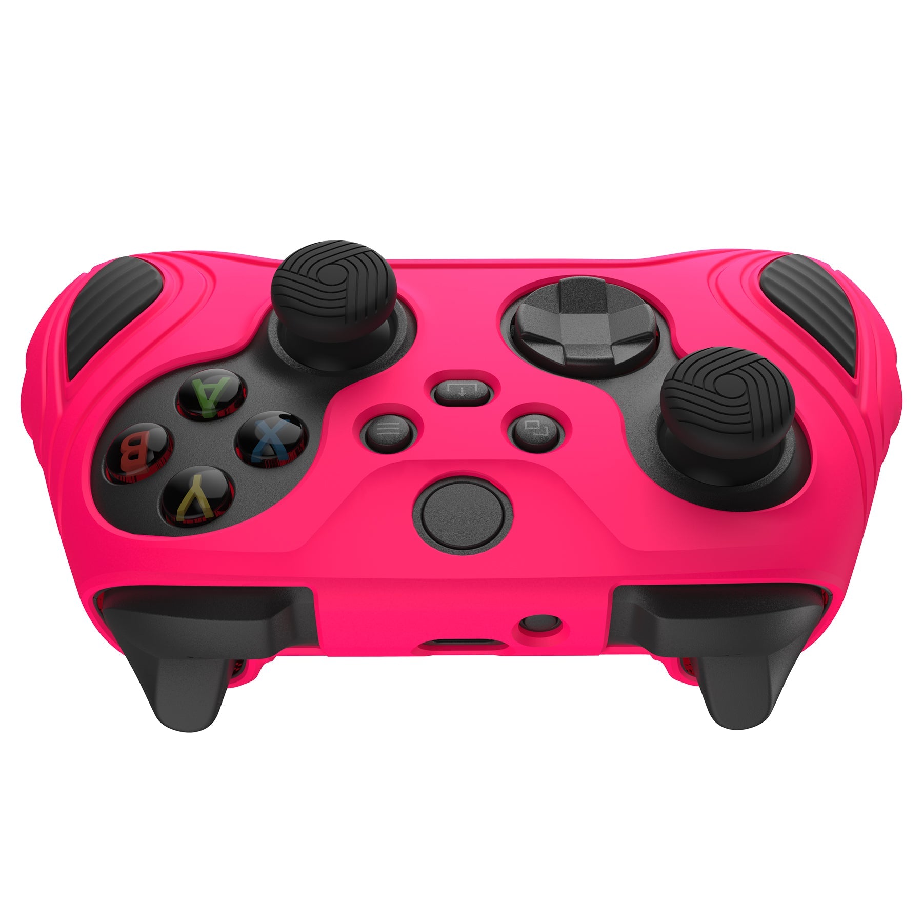 PlayVital Scorpion Edition Two-Tone Anti-Slip Silicone Case Cover for Xbox Series X/S Controller, Soft Rubber Case for Xbox Core Controller with Thumb Grip Caps - Bright Pink & Black - SPX3007 PlayVital