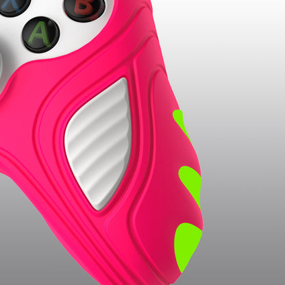 PlayVital Scorpion Edition Two-Tone Anti-Slip Silicone Case Cover for Xbox Series X/S Controller, Soft Rubber Case for Xbox Core Controller with Thumb Grip Caps - Bright Pink & White - SPX3008 PlayVital