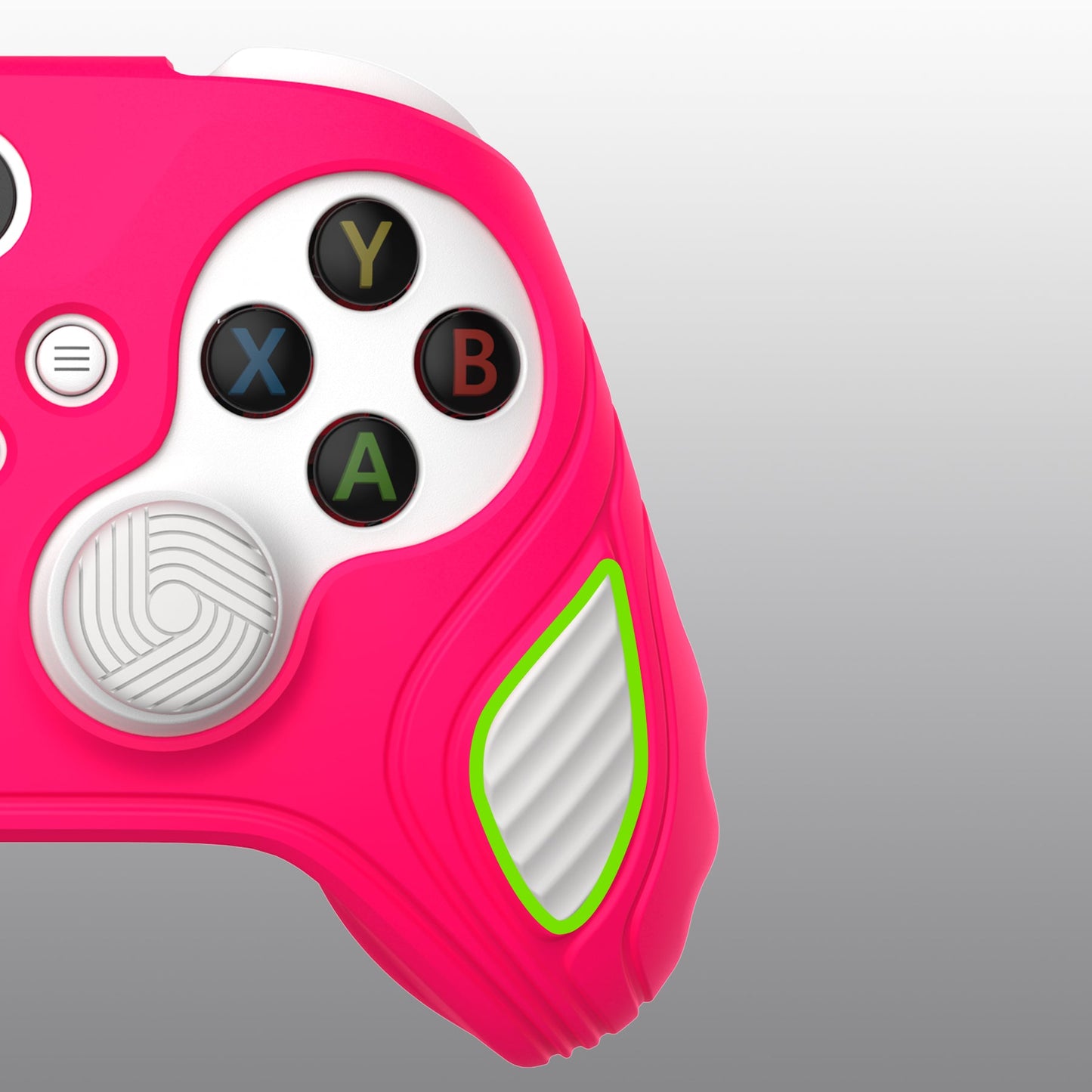 PlayVital Scorpion Edition Two-Tone Anti-Slip Silicone Case Cover for Xbox Series X/S Controller, Soft Rubber Case for Xbox Core Controller with Thumb Grip Caps - Bright Pink & White - SPX3008 PlayVital