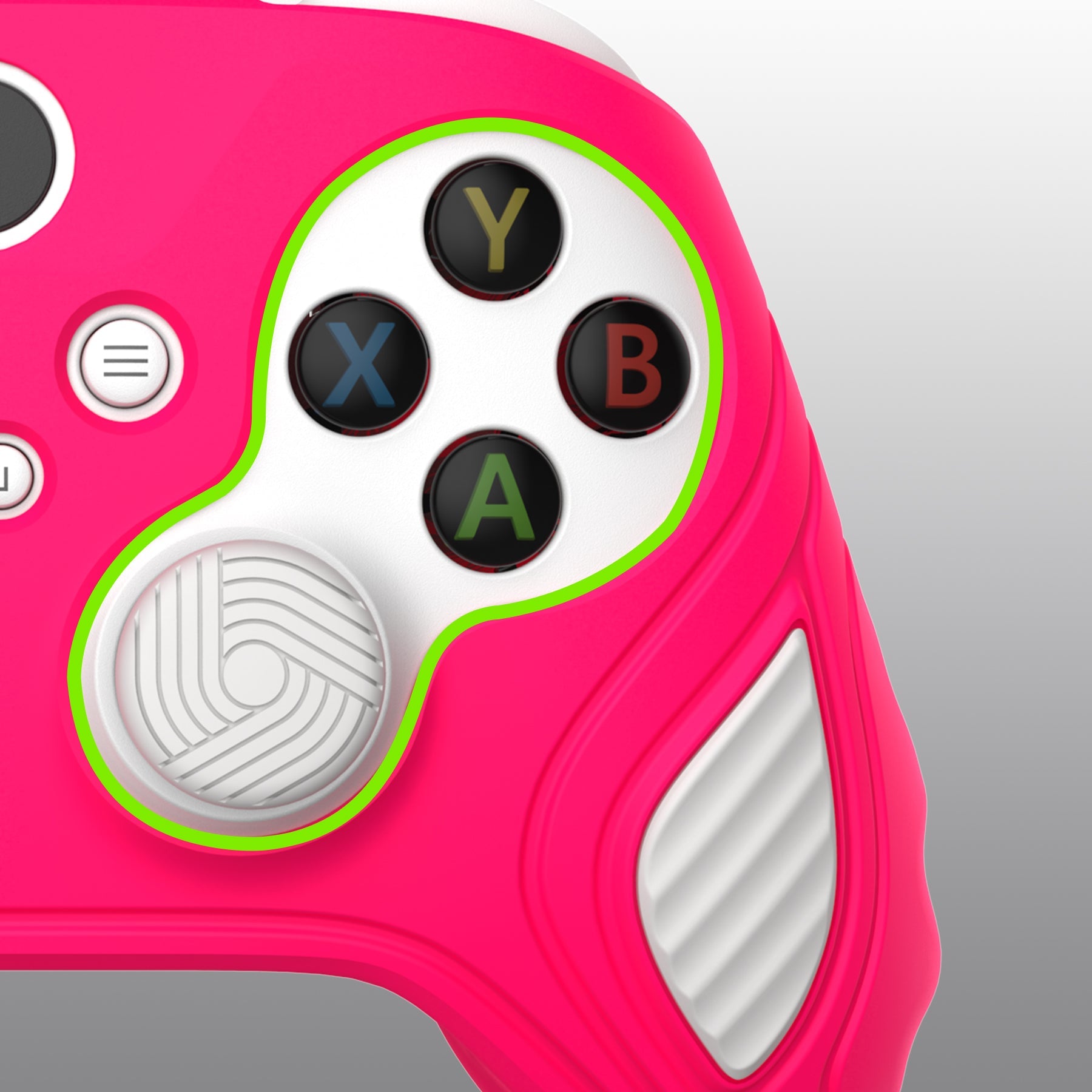 PlayVital Scorpion Edition Two-Tone Anti-Slip Silicone Case Cover for Xbox Series X/S Controller, Soft Rubber Case for Xbox Core Controller with Thumb Grip Caps - Bright Pink & White - SPX3008 PlayVital