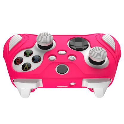 PlayVital Scorpion Edition Two-Tone Anti-Slip Silicone Case Cover for Xbox Series X/S Controller, Soft Rubber Case for Xbox Core Controller with Thumb Grip Caps - Bright Pink & White - SPX3008 PlayVital