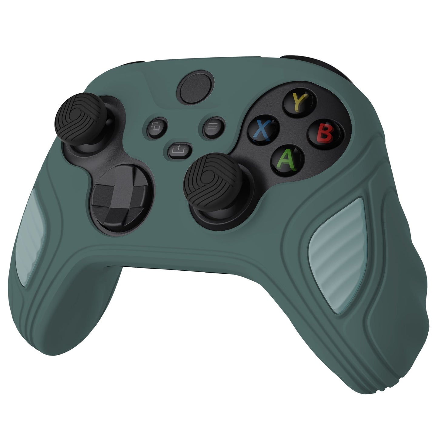 PlayVital Scorpion Edition Two-Tone Anti-Slip Silicone Case Cover for Xbox Series X/S Controller, Soft Rubber Case for Xbox Core Controller with Thumb Grip Caps - Templeton Gray & Jade Grey -SPX3009 PlayVital