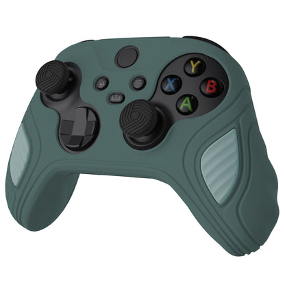 PlayVital Scorpion Edition Two-Tone Anti-Slip Silicone Case Cover for Xbox Series X/S Controller, Soft Rubber Case for Xbox Core Controller with Thumb Grip Caps - Templeton Gray & Jade Grey -SPX3009 PlayVital