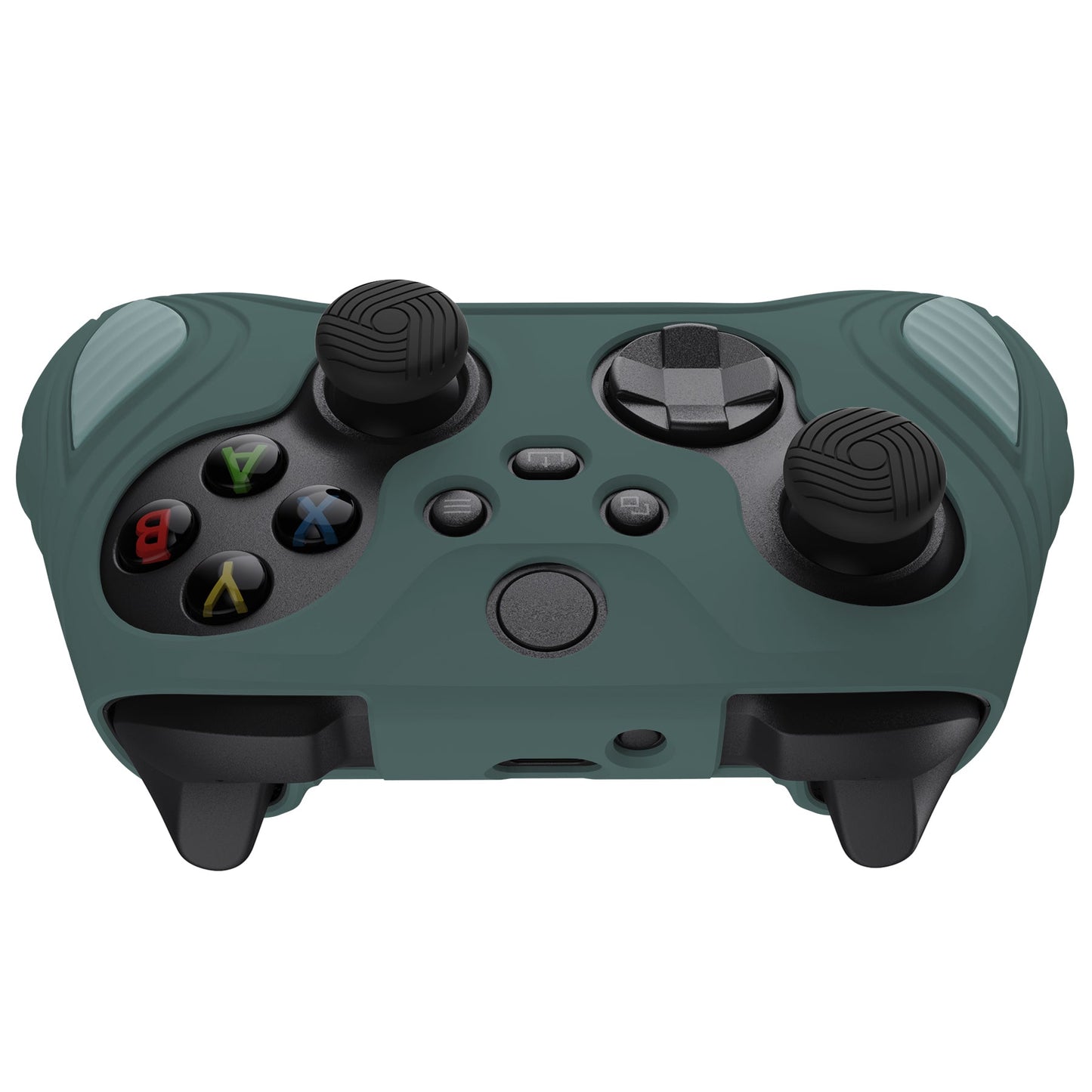 PlayVital Scorpion Edition Two-Tone Anti-Slip Silicone Case Cover for Xbox Series X/S Controller, Soft Rubber Case for Xbox Core Controller with Thumb Grip Caps - Templeton Gray & Jade Grey -SPX3009 PlayVital