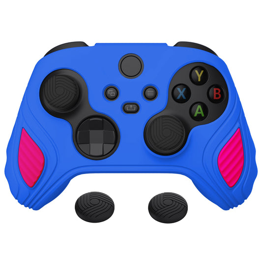 PlayVital Scorpion Edition Two-Tone Anti-Slip Silicone Case Cover for Xbox Series X/S Controller, Soft Rubber Case for Xbox Core Controller with Thumb Grip Caps - Primary Blue & Bright Pink -SPX3010 PlayVital