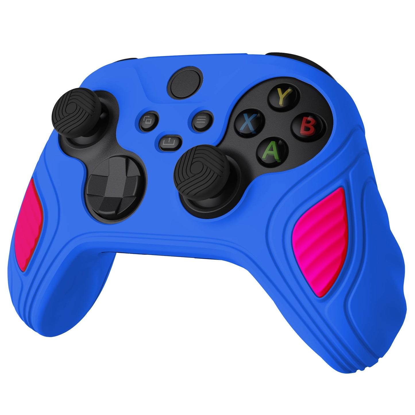 PlayVital Scorpion Edition Two-Tone Anti-Slip Silicone Case Cover for Xbox Series X/S Controller, Soft Rubber Case for Xbox Core Controller with Thumb Grip Caps - Primary Blue & Bright Pink -SPX3010 PlayVital