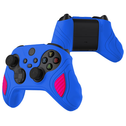 PlayVital Scorpion Edition Two-Tone Anti-Slip Silicone Case Cover for Xbox Series X/S Controller, Soft Rubber Case for Xbox Core Controller with Thumb Grip Caps - Primary Blue & Bright Pink -SPX3010 PlayVital