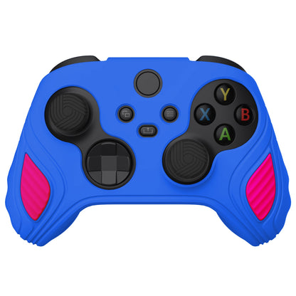 PlayVital Scorpion Edition Two-Tone Anti-Slip Silicone Case Cover for Xbox Series X/S Controller, Soft Rubber Case for Xbox Core Controller with Thumb Grip Caps - Primary Blue & Bright Pink -SPX3010 PlayVital