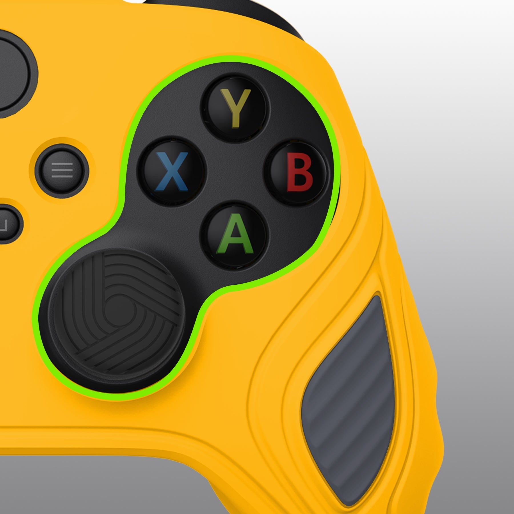 PlayVital Scorpion Edition Two-Tone Anti-Slip Silicone Case Cover for Xbox Series X/S Controller, Soft Rubber Case for Xbox Core Controller with Thumb Grip Caps - Caution Yellow & Graphite Gray -SPX3011 PlayVital