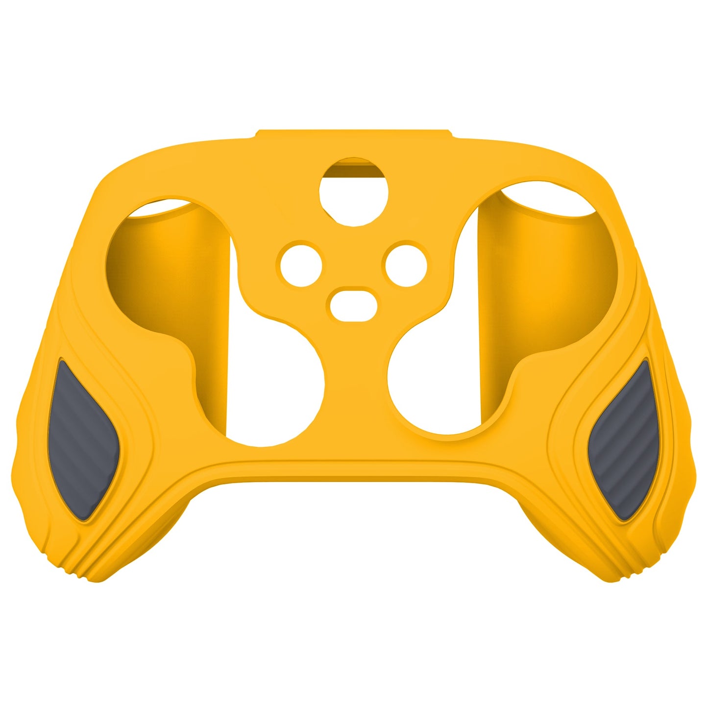 PlayVital Scorpion Edition Two-Tone Anti-Slip Silicone Case Cover for Xbox Series X/S Controller, Soft Rubber Case for Xbox Core Controller with Thumb Grip Caps - Caution Yellow & Graphite Gray -SPX3011 PlayVital