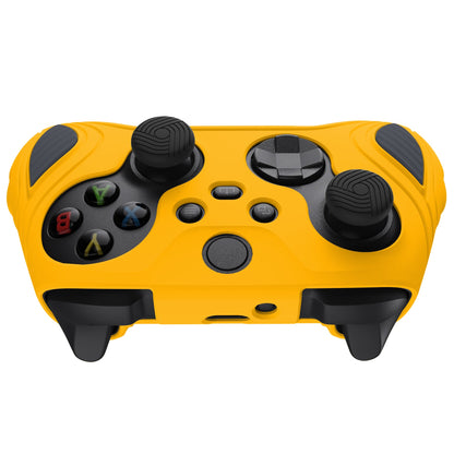 PlayVital Scorpion Edition Two-Tone Anti-Slip Silicone Case Cover for Xbox Series X/S Controller, Soft Rubber Case for Xbox Core Controller with Thumb Grip Caps - Caution Yellow & Graphite Gray -SPX3011 PlayVital