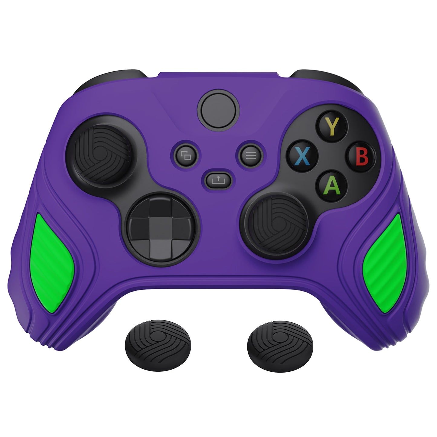 PlayVital Scorpion Edition Anti-Slip Silicone Case Cover for Xbox Series X/S Controller, Soft Rubber Case for Xbox Series X/S Controller with Thumb Grip Caps - Neon Genesis Purple & Green -SPX3012 PlayVital