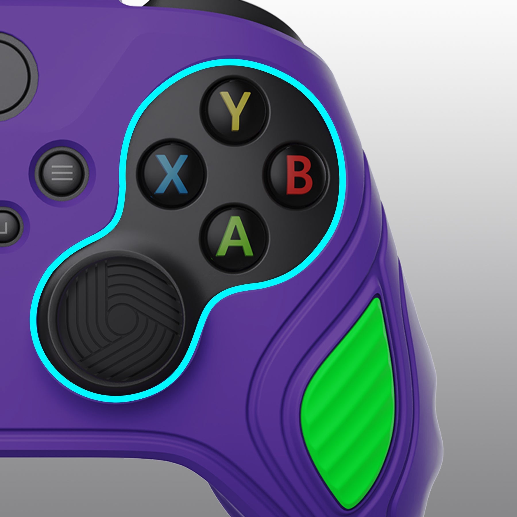 PlayVital Scorpion Edition Anti-Slip Silicone Case Cover for Xbox Series X/S Controller, Soft Rubber Case for Xbox Series X/S Controller with Thumb Grip Caps - Neon Genesis Purple & Green -SPX3012 PlayVital