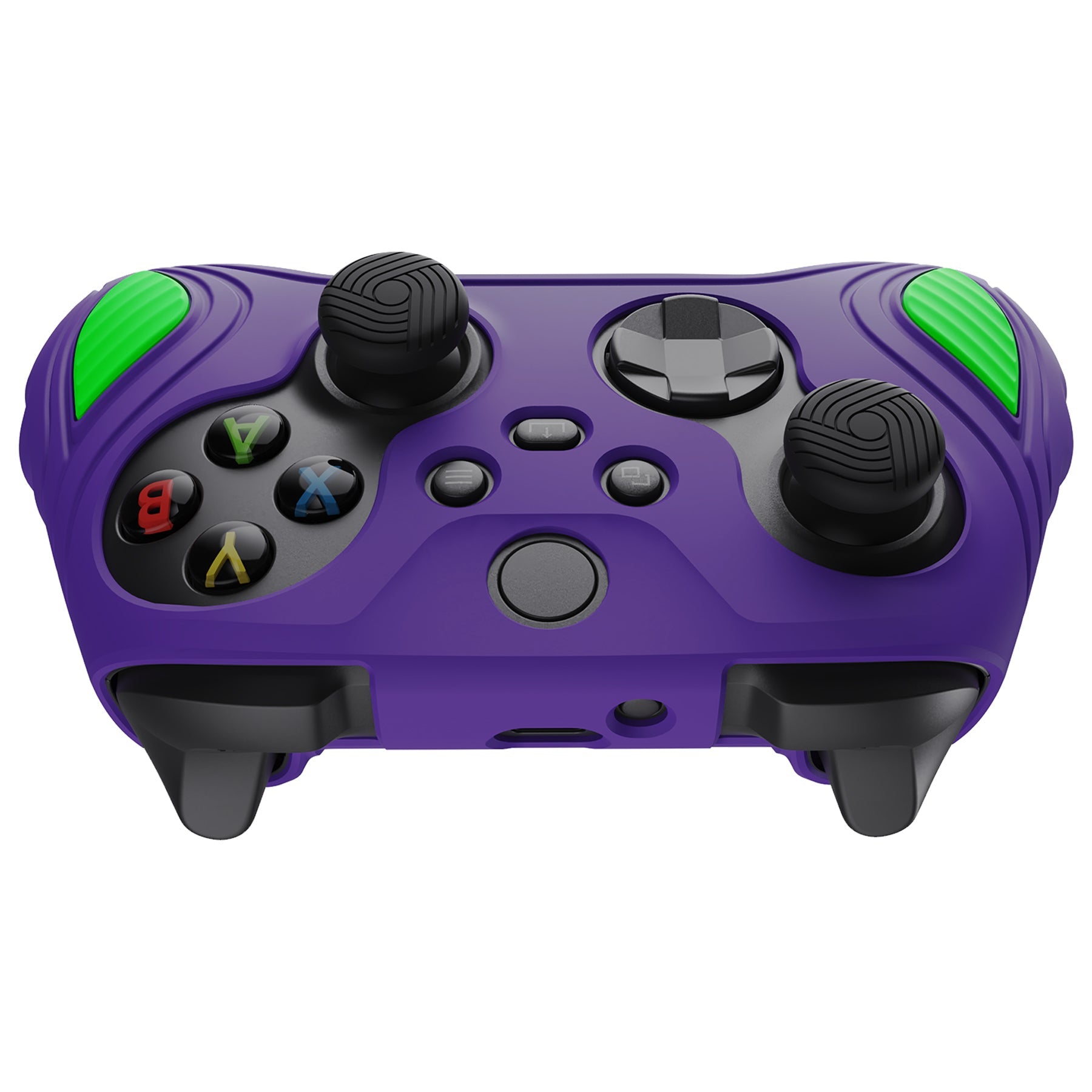 PlayVital Scorpion Edition Anti-Slip Silicone Case Cover for Xbox Series X/S Controller, Soft Rubber Case for Xbox Series X/S Controller with Thumb Grip Caps - Neon Genesis Purple & Green -SPX3012 PlayVital