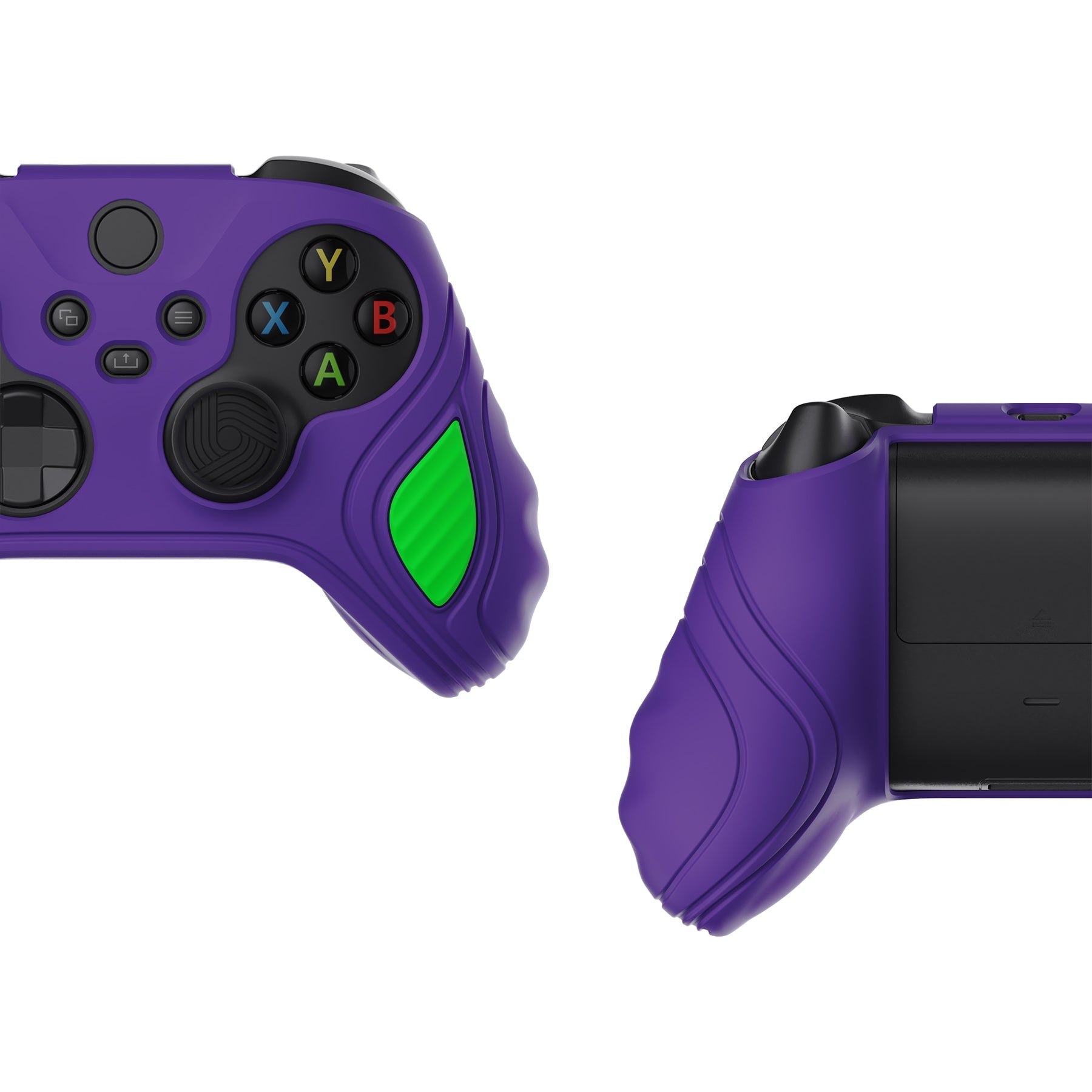 PlayVital Scorpion Edition Anti-Slip Silicone Case Cover for Xbox Series X/S Controller, Soft Rubber Case for Xbox Series X/S Controller with Thumb Grip Caps - Neon Genesis Purple & Green -SPX3012 PlayVital