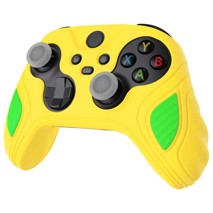 PlayVital Scorpion Edition Anti-Slip Silicone Case Cover for Xbox Series X/S Controller, Soft Rubber Case for Xbox Series X/S Controller with Thumb Grip Caps - Legend Yellow & Green -SPX3013 PlayVital