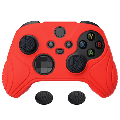 PlayVital Samurai Edition Passion Red Anti-slip Controller Grip Silicone Skin, Ergonomic Soft Rubber Protective Case Cover for Xbox Series S/X Controller with Black Thumb Stick Caps - WAX3014 PlayVital