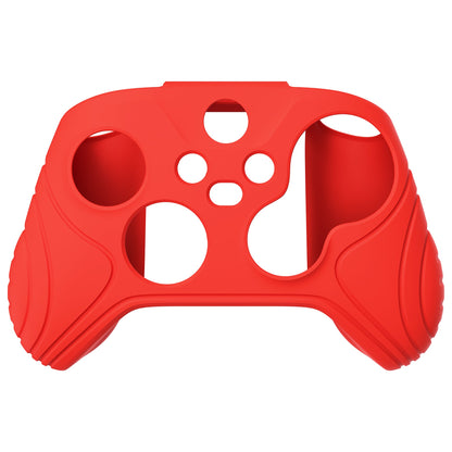 PlayVital Samurai Edition Passion Red Anti-slip Controller Grip Silicone Skin, Ergonomic Soft Rubber Protective Case Cover for Xbox Series S/X Controller with Black Thumb Stick Caps - WAX3014 PlayVital