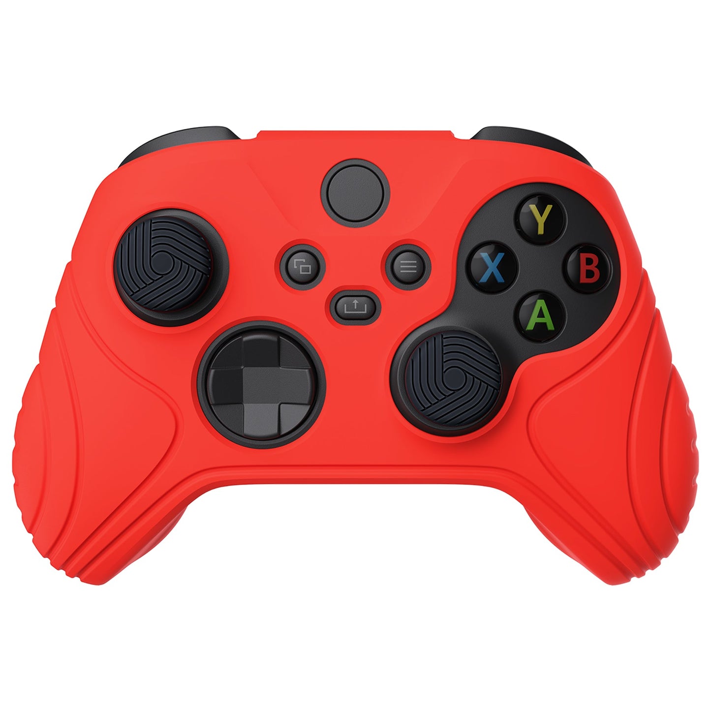 PlayVital Samurai Edition Passion Red Anti-slip Controller Grip Silicone Skin, Ergonomic Soft Rubber Protective Case Cover for Xbox Series S/X Controller with Black Thumb Stick Caps - WAX3014 PlayVital