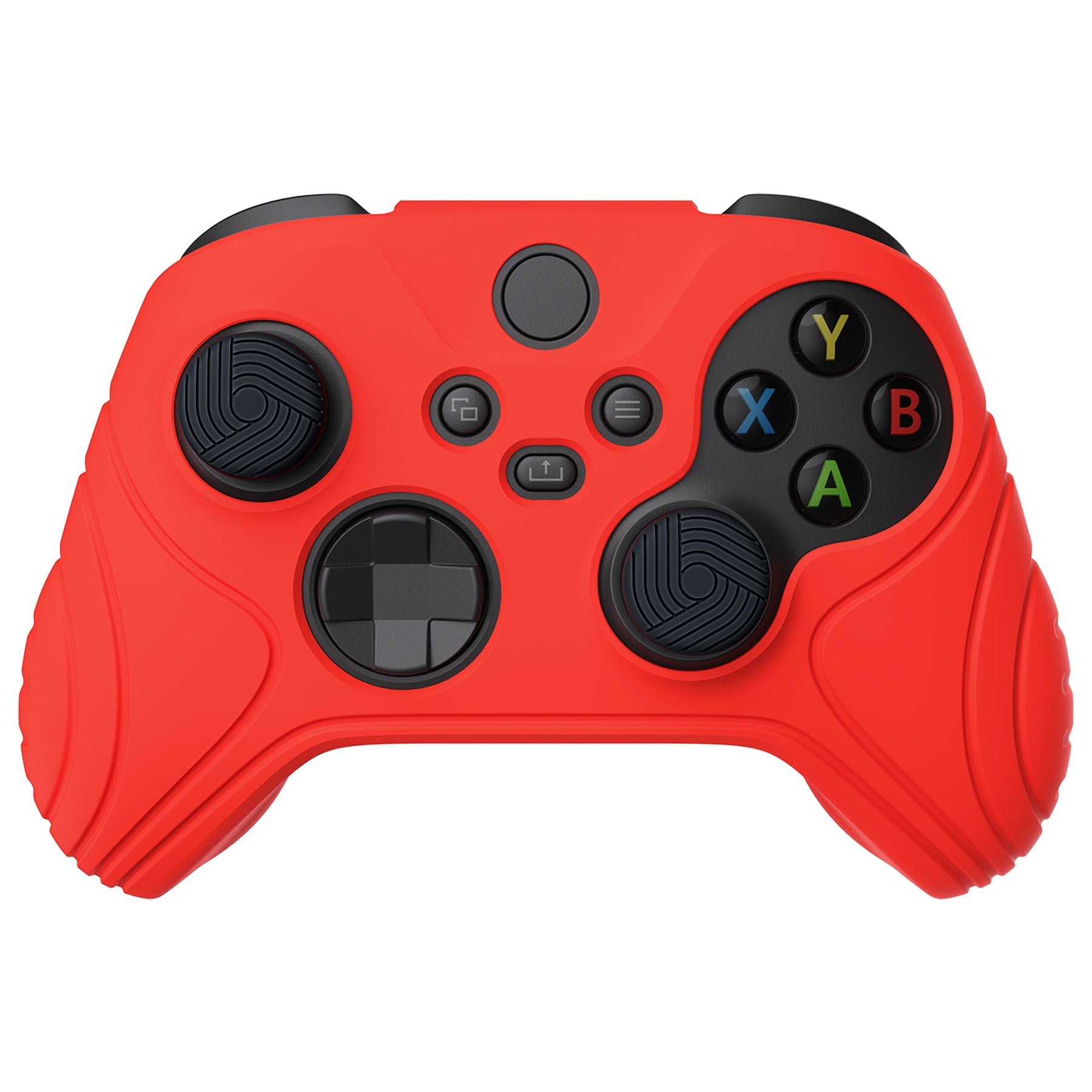 PlayVital Samurai Edition Passion Red Anti-slip Controller Grip Silicone Skin, Ergonomic Soft Rubber Protective Case Cover for Xbox Series S/X Controller with Black Thumb Stick Caps - WAX3014 PlayVital