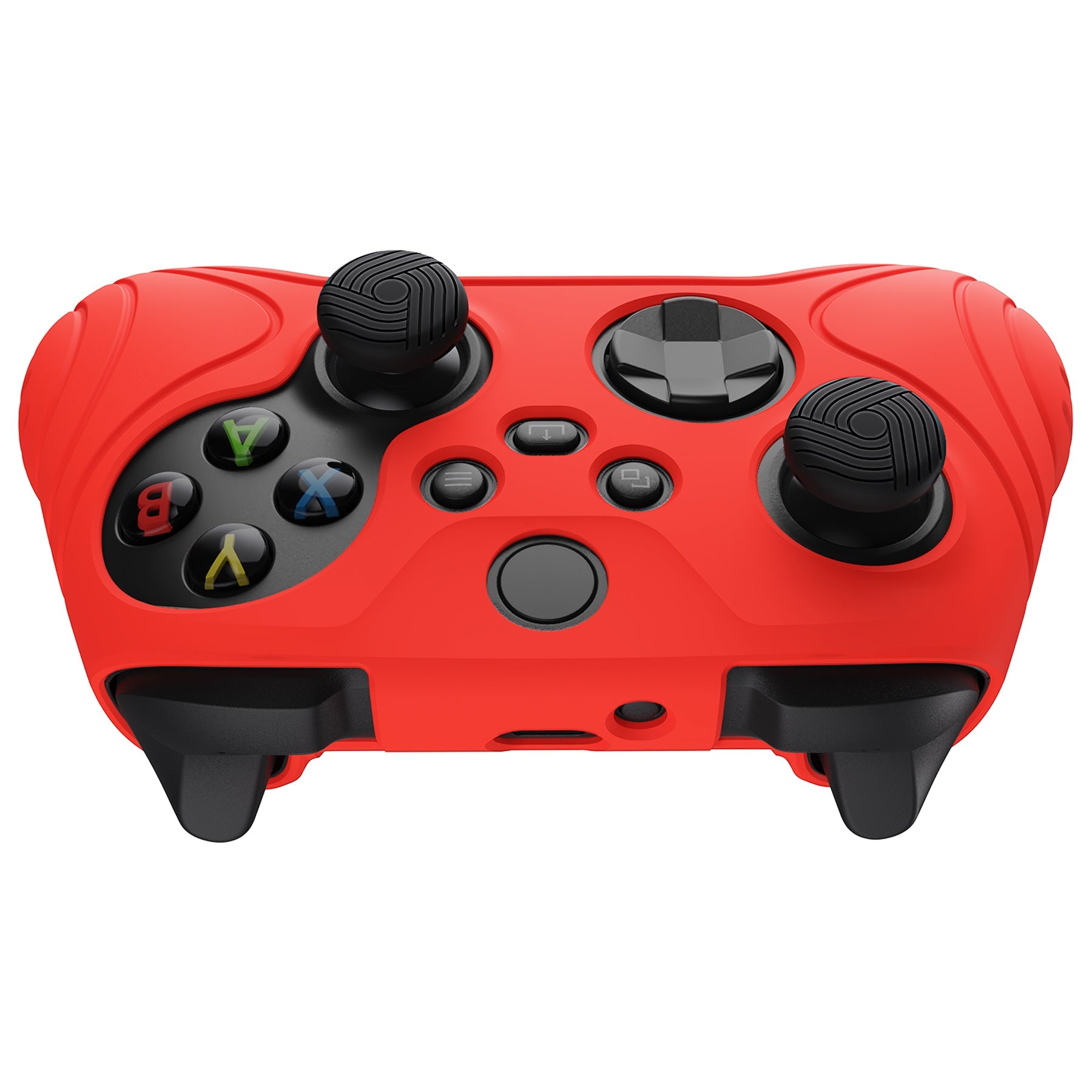 PlayVital Samurai Edition Passion Red Anti-slip Controller Grip Silicone Skin, Ergonomic Soft Rubber Protective Case Cover for Xbox Series S/X Controller with Black Thumb Stick Caps - WAX3014 PlayVital