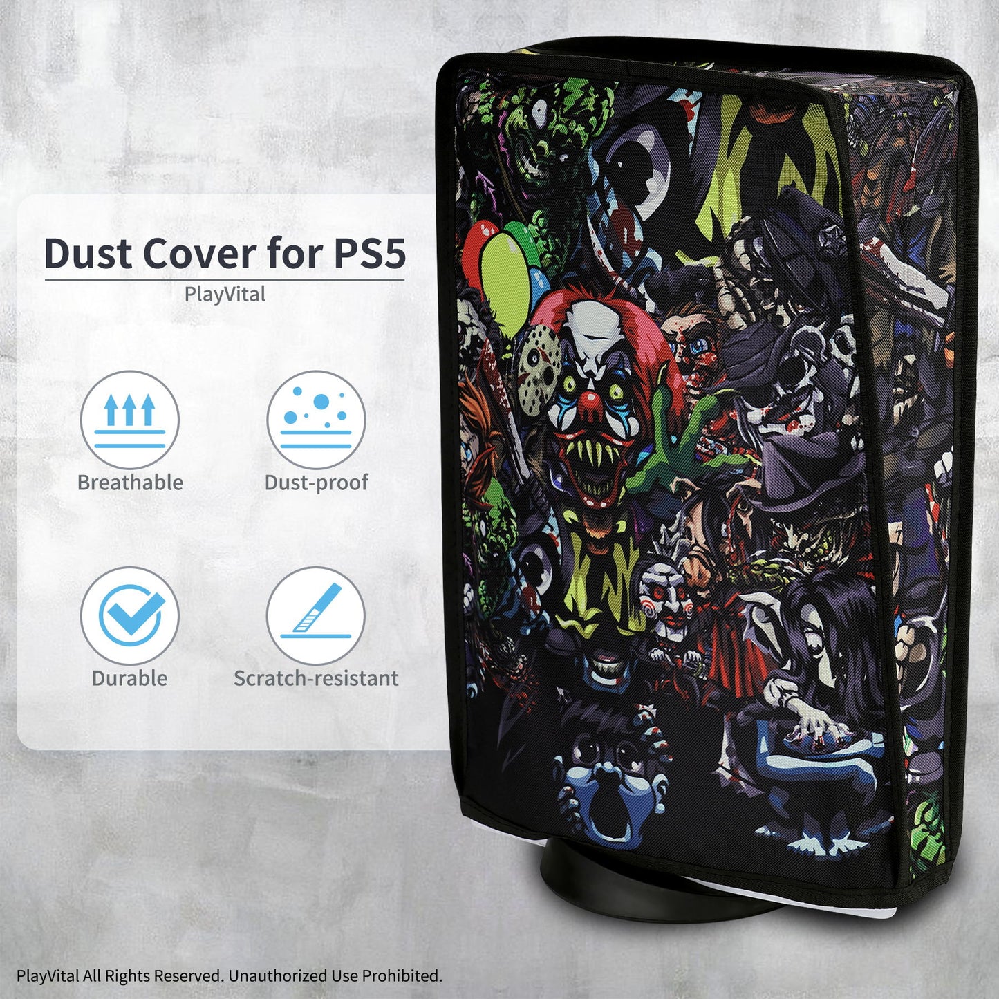 PlayVital Scary Party Anti Scratch Waterproof Dust Cover for ps5 Console Digital Edition & Disc Edition - PFPJ140 PlayVital