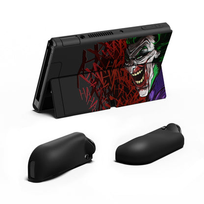 PlayVital ZealProtect Soft Protective Case for Switch OLED, Flexible Protector Joycon Grip Cover for Switch OLED with Thumb Grip Caps & ABXY Direction Button Caps - Clown Hahaha - XSOYV6029 playvital