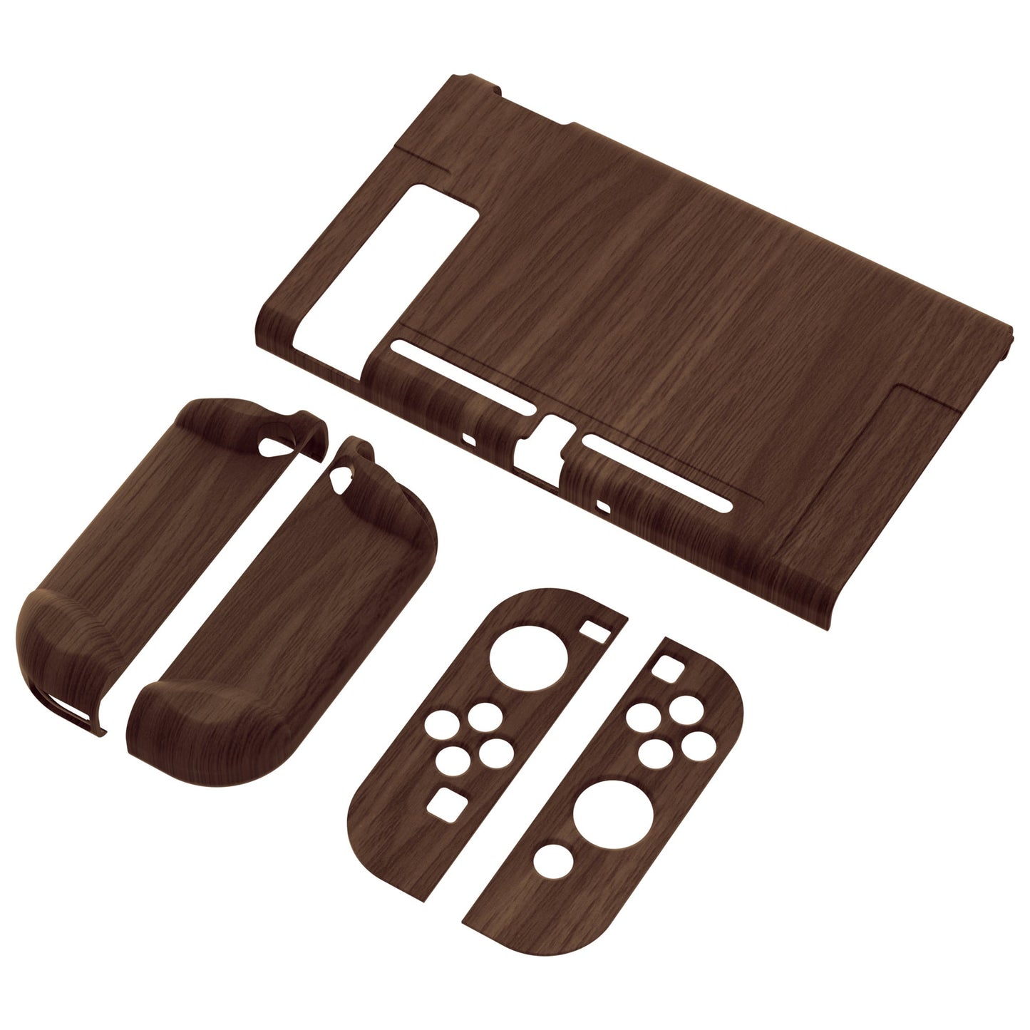 PlayVital Wooden Grain Back Cover for Nintendo Switch Console, NS Joycon Handheld Controller Separable Protector Hard Shell, Soft Touch Customized Dockable Protective Case for Nintendo Switch - NTS202 PlayVital