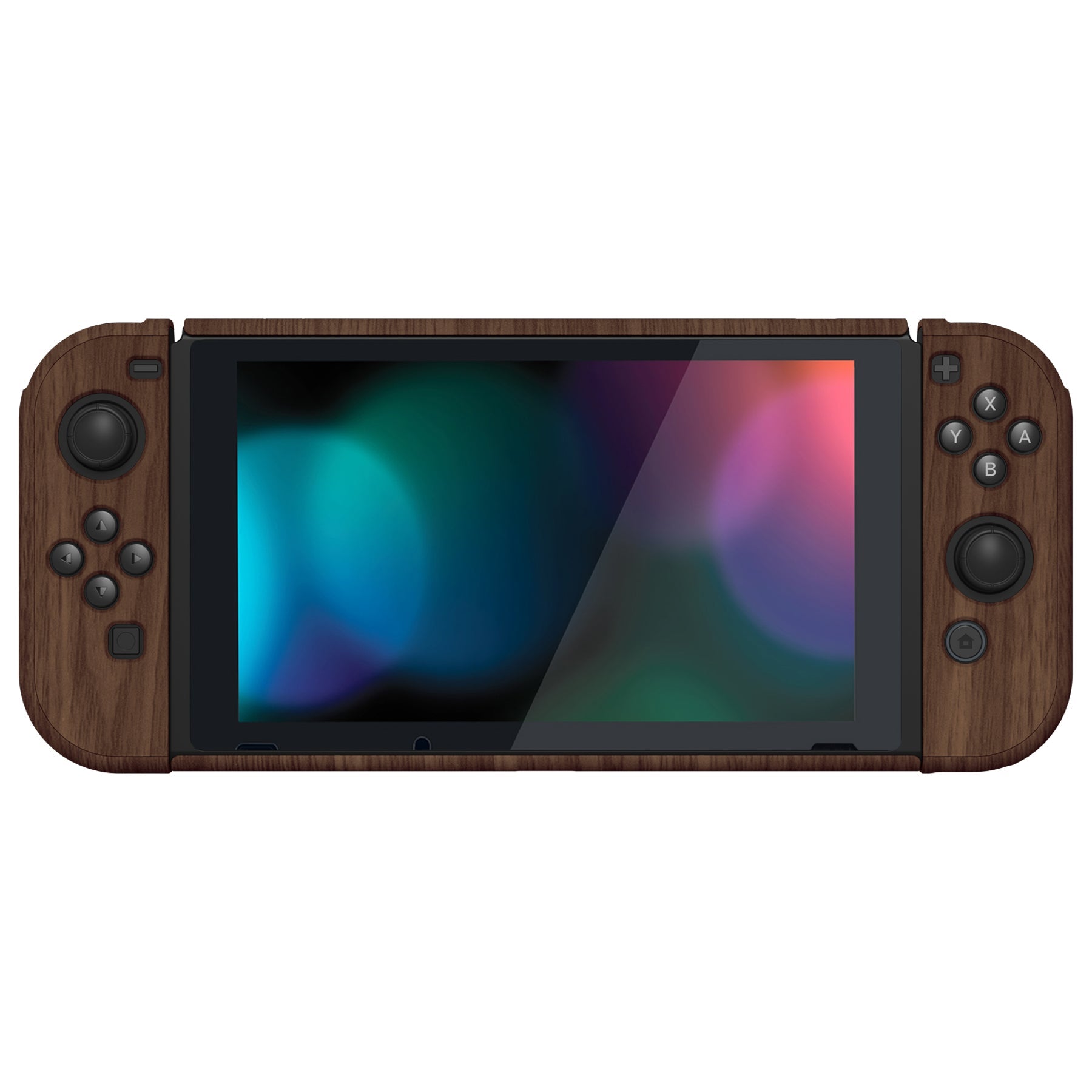 PlayVital Wooden Grain Back Cover for Nintendo Switch Console, NS Joycon Handheld Controller Separable Protector Hard Shell, Soft Touch Customized Dockable Protective Case for Nintendo Switch - NTS202 PlayVital