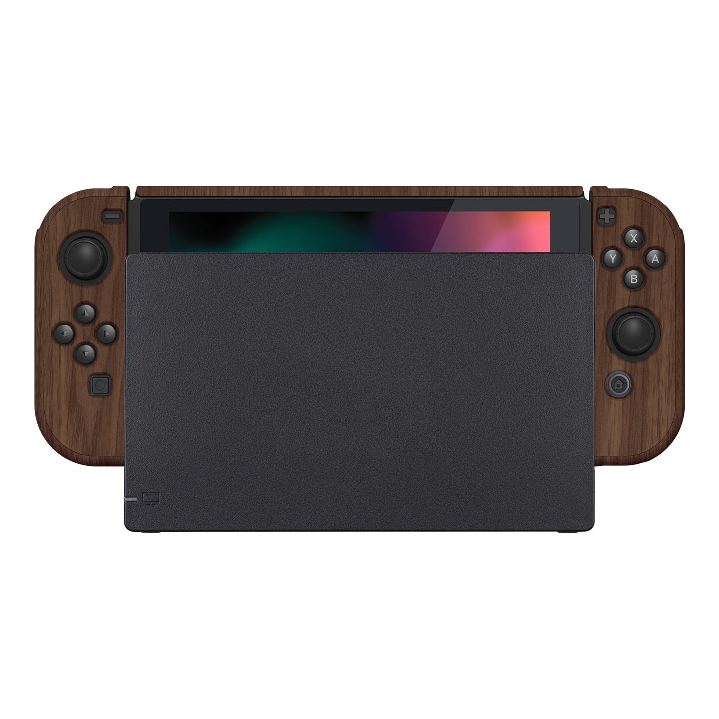 PlayVital Wooden Grain Back Cover for Nintendo Switch Console, NS Joycon Handheld Controller Separable Protector Hard Shell, Soft Touch Customized Dockable Protective Case for Nintendo Switch - NTS202 PlayVital