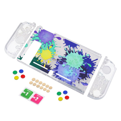 PlayVital Protective Case for Nintendo Switch, Soft TPU Slim Case Cover for Nintendo Switch Console with Colorful ABXY Direction Button Caps - Splattering Paint - NTU6030 PlayVital