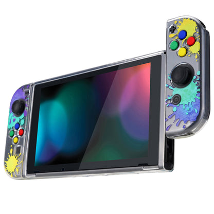 PlayVital Protective Case for Nintendo Switch, Soft TPU Slim Case Cover for Nintendo Switch Console with Colorful ABXY Direction Button Caps - Splattering Paint - NTU6030 PlayVital