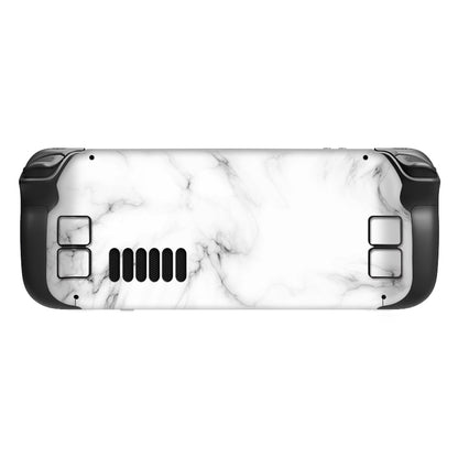 PlayVital Full Set Protective Skin Decal for Steam Deck, Custom Stickers Vinyl Cover for Steam Deck Handheld Gaming PC - Seamless White Marble - SDTM034 playvital