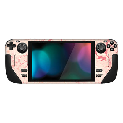 PlayVital Full Set Protective Skin Decal for Steam Deck, Custom Stickers Vinyl Cover for Steam Deck Handheld Gaming PC - Peach Marble - SDTM032 playvital