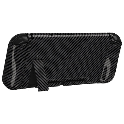 PlayVital AlterGrips Dockable Protective Case Ergonomic Grip Cover for Nintendo Switch, Interchangeable Joycon Cover w/Screen Protector & Thumb Grip Caps & Button Caps - Graphite Carbon Fiber - TNSYS2002 playvital