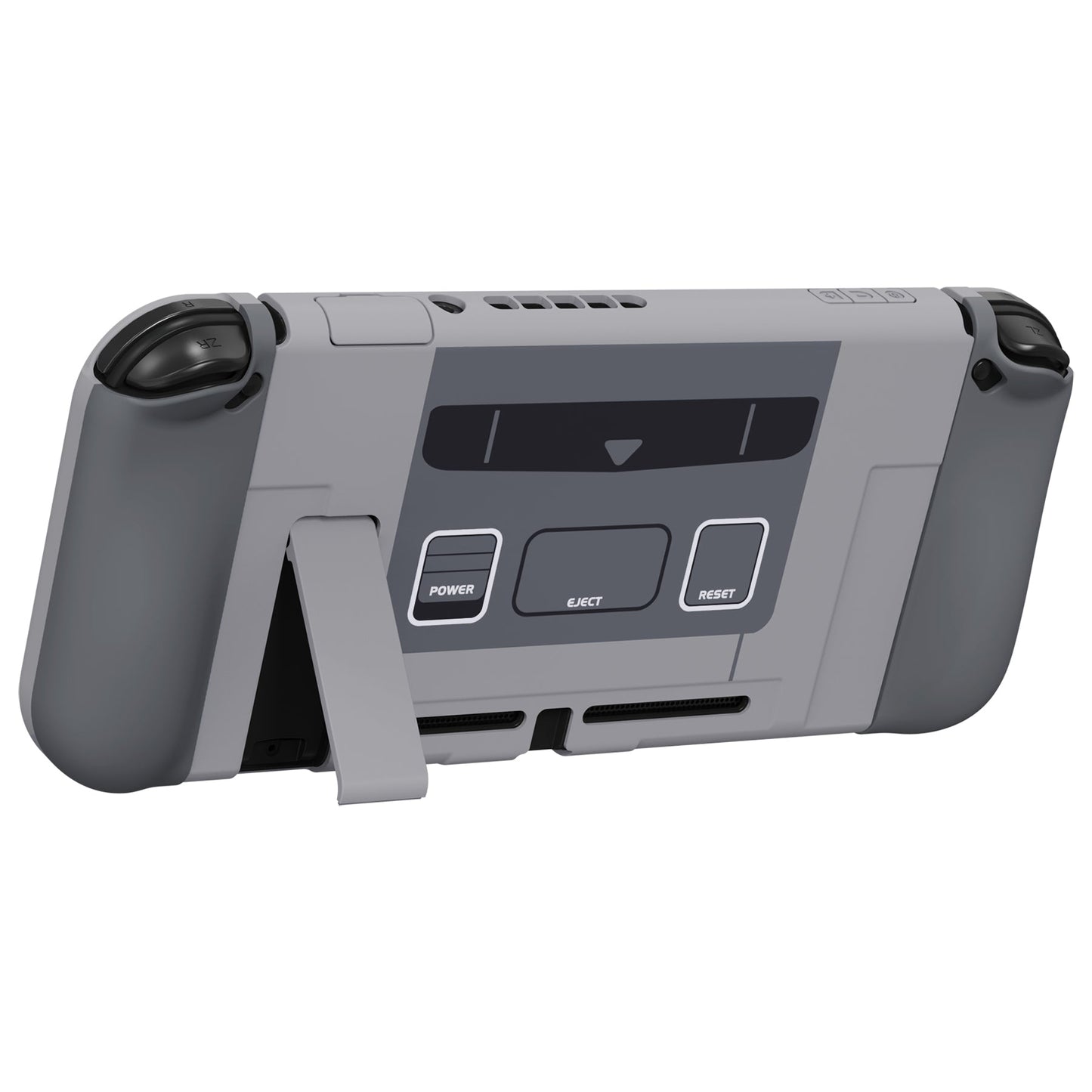 PlayVital AlterGrips Dockable Protective Case Ergonomic Grip Cover for Nintendo Switch, Interchangeable Joycon Cover w/Screen Protector & Thumb Grip Caps & Button Caps - SFC SNES Classic EU Style - TNSYY7001 playvital