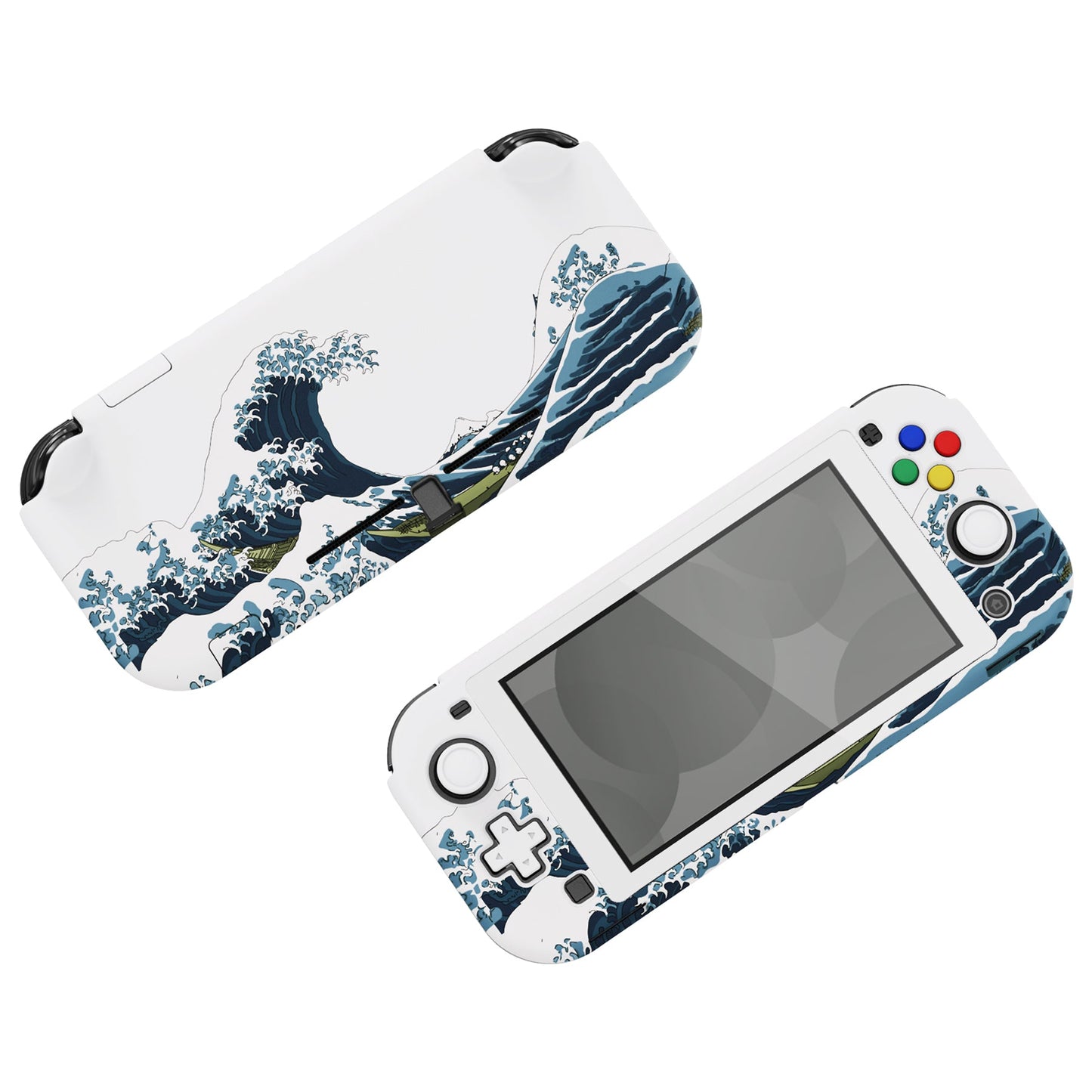 PlayVital The Great Wave Protective Grip Case for Nintendo Switch Lite, Hard Cover Protector for Nintendo Switch Lite - Screen Protector & Thumb Grips & Buttons Stickers Included - YYNLT001 playvital