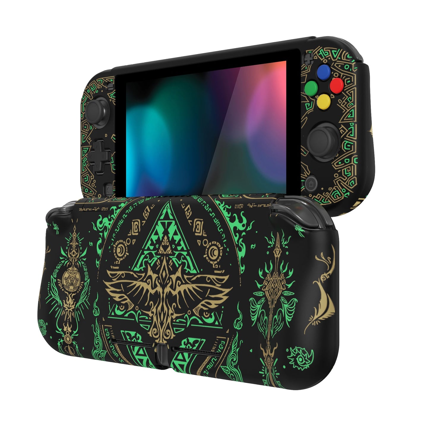 PlayVital ZealProtect Protective Case for Nintendo Switch Lite, Hard Shell Ergonomic Grip Cover for Nintendo Switch Lite w/Screen Protector & Thumb Grip Caps & Button Caps - Totem of Kingdom - PSLYR002 playvital