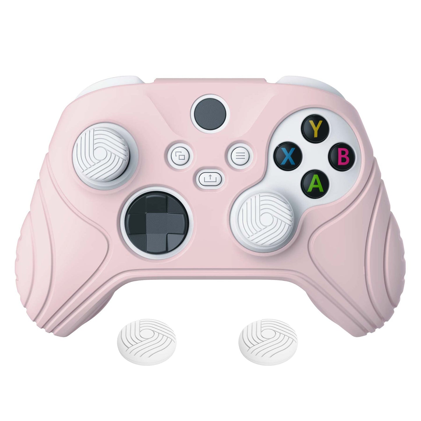 PlayVital Samurai Edition Pink Anti-slip Controller Grip Silicone Skin, Ergonomic Soft Rubber Protective Case Cover for Xbox Series S/X Controller with White Thumb Stick Caps - WAX3005 PlayVital